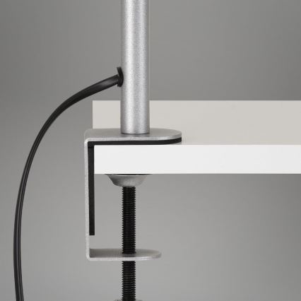 Brilo - Ευέλικτο επιτραπέζιο φωτιστικό με κλιπ 1xE27/10W/230V ασημί