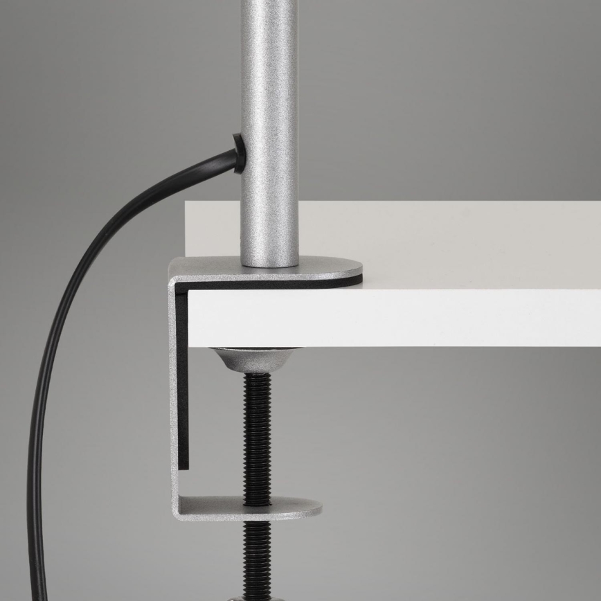 Brilo - Ευέλικτο επιτραπέζιο φωτιστικό με κλιπ 1xE27/10W/230V ασημί