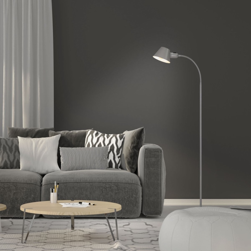 Brilo - Εύκαμπτο φωτιστικό δαπέδου 1xE27/10W/230V ασημί