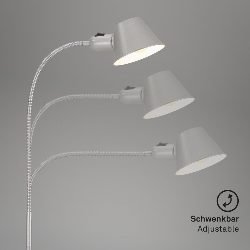 Brilo - Εύκαμπτο φωτιστικό δαπέδου 1xE27/10W/230V ασημί