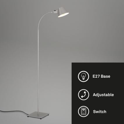 Brilo - Εύκαμπτο φωτιστικό δαπέδου 1xE27/10W/230V ασημί