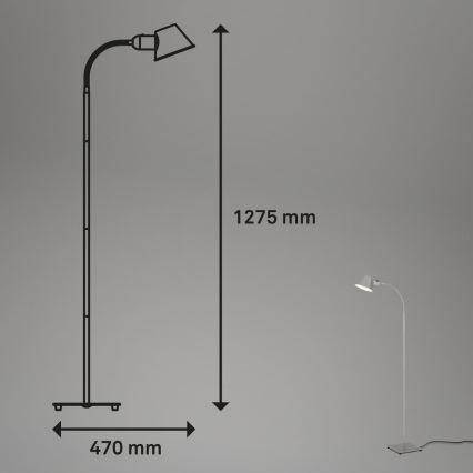Brilo - Εύκαμπτο φωτιστικό δαπέδου 1xE27/10W/230V ασημί