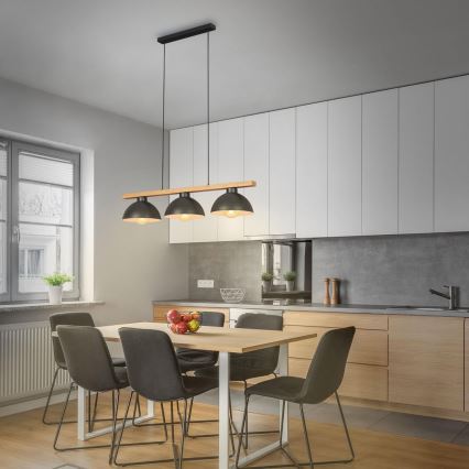 Brilo - Κρεμαστό φωτιστικό οροφής 3xE27/40W/230V Καουτσουκόδεντρο