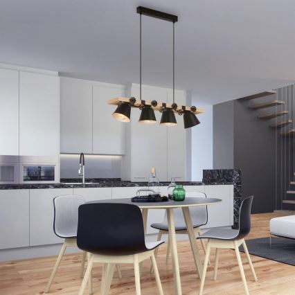 Brilo - Κρεμαστό φωτιστικό οροφής TALLE 4xE27/40W/230V Καουτσουκόδεντρο
