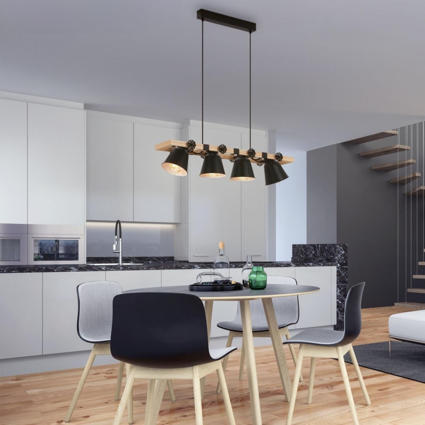 Brilo - Κρεμαστό φωτιστικό οροφής TALLE 4xE27/40W/230V Καουτσουκόδεντρο