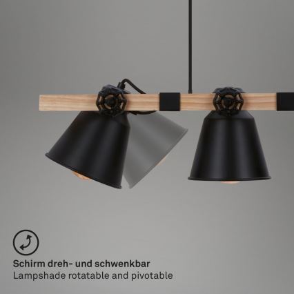 Brilo - Κρεμαστό φωτιστικό οροφής TALLE 4xE27/40W/230V Καουτσουκόδεντρο