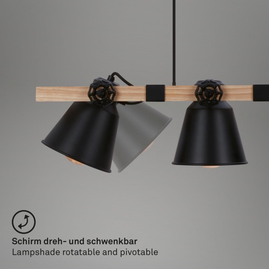 Brilo - Κρεμαστό φωτιστικό οροφής TALLE 4xE27/40W/230V Καουτσουκόδεντρο