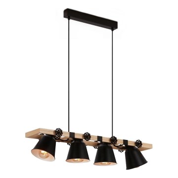 Brilo - Κρεμαστό φωτιστικό οροφής TALLE 4xE27/40W/230V Καουτσουκόδεντρο