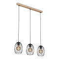 Brilo - Κρεμαστό φωτιστικό οροφής WAKTU 3xE27/60W/230V Καουτσουκόδεντρο