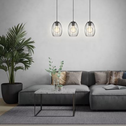 Brilo - Κρεμαστό φωτιστικό οροφής WAKTU 3xE27/60W/230V Καουτσουκόδεντρο
