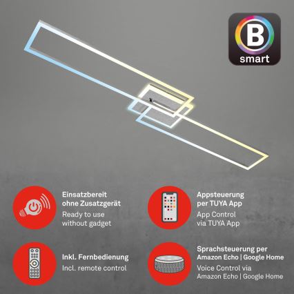 Brilo - Πλαφονιέρα οροφής LED ντιμαριζόμενη FRAME 2xLED/20W/230V 2700-6500K Wi-Fi Tuya + τηλεχειριστήριο