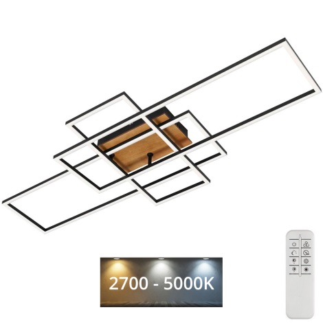 Brilo - Πλαφονιέρα οροφής LED ντιμαριζόμενη FRAME LED/51W/230V 2700-5000K μαύρο/καφέ + τηλεχειριστήριο