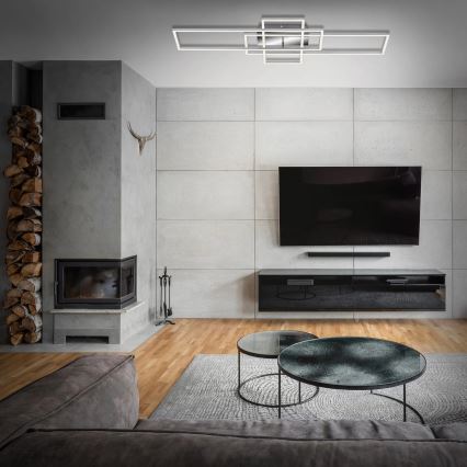 Brilo - Πλαφονιέρα οροφής ντιμαριζόμενη LED FRAME LED/51W/230V 2700-5000K ματ χρώμιο + τηλεχειριστήριο