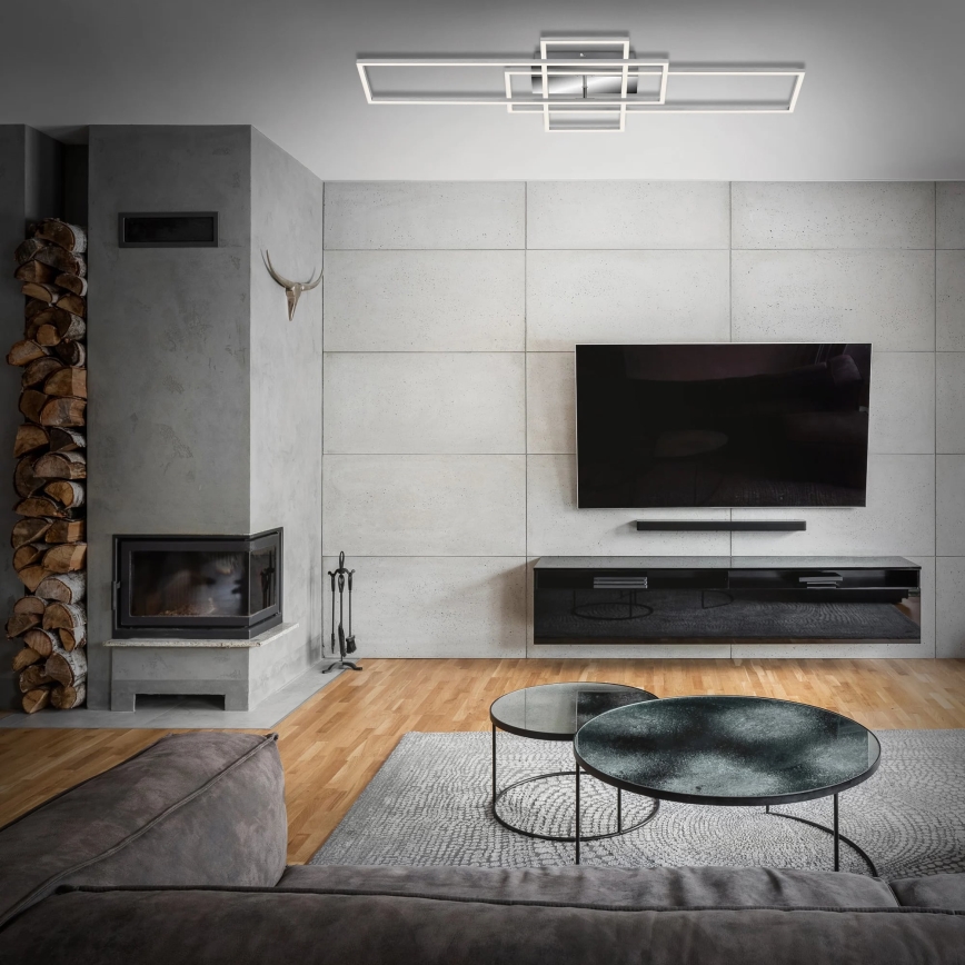 Brilo - Πλαφονιέρα οροφής ντιμαριζόμενη LED FRAME LED/51W/230V 2700-5000K ματ χρώμιο + τηλεχειριστήριο