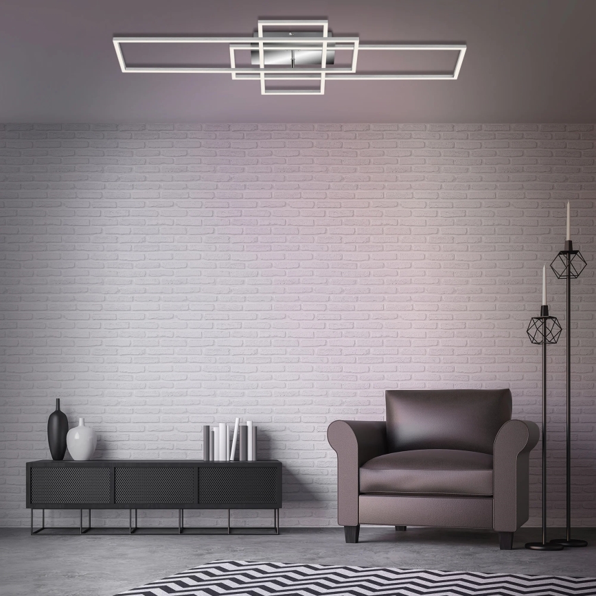 Brilo - Πλαφονιέρα οροφής ντιμαριζόμενη LED FRAME LED/51W/230V 2700-5000K ματ χρώμιο + τηλεχειριστήριο