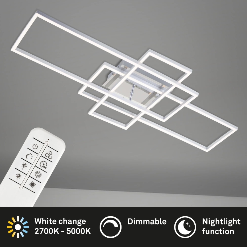 Brilo - Πλαφονιέρα οροφής ντιμαριζόμενη LED FRAME LED/51W/230V 2700-5000K ματ χρώμιο + τηλεχειριστήριο