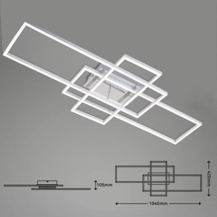 Brilo - Πλαφονιέρα οροφής ντιμαριζόμενη LED FRAME LED/51W/230V 2700-5000K ματ χρώμιο + τηλεχειριστήριο