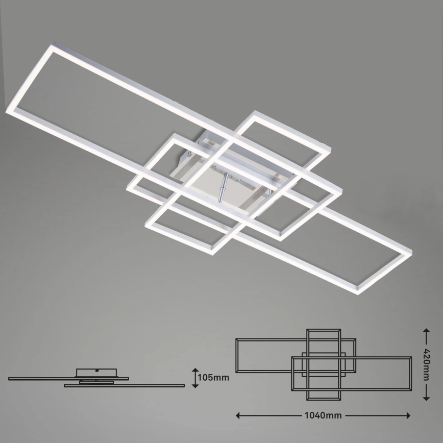 Brilo - Πλαφονιέρα οροφής ντιμαριζόμενη LED FRAME LED/51W/230V 2700-5000K ματ χρώμιο + τηλεχειριστήριο