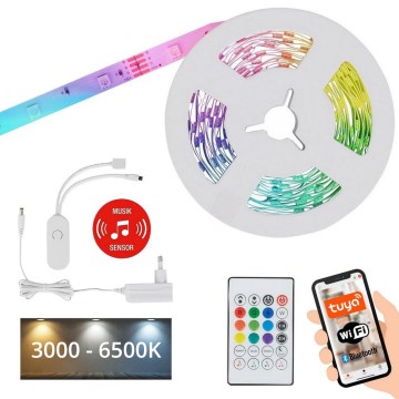 Brilo - Ρυθμιζόμενη λωρίδα LED RGBW MUSIC 6,65μ LED/18W/230V Wi-Fi Tuya + τηλεχειριστήριο
