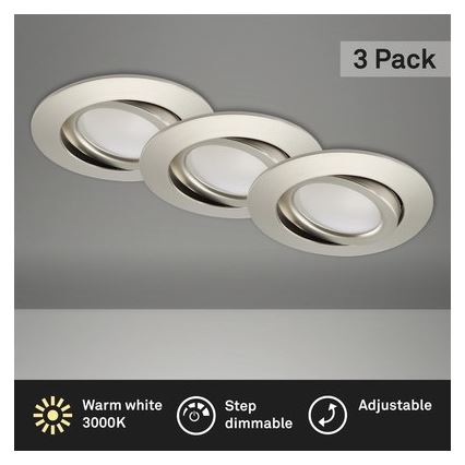 Brilo - ΣΕΤ 3x LED Dimmable χωνευτό φωτιστικό μπάνιου LED/5W/230V IP23 ματ χρώμιο