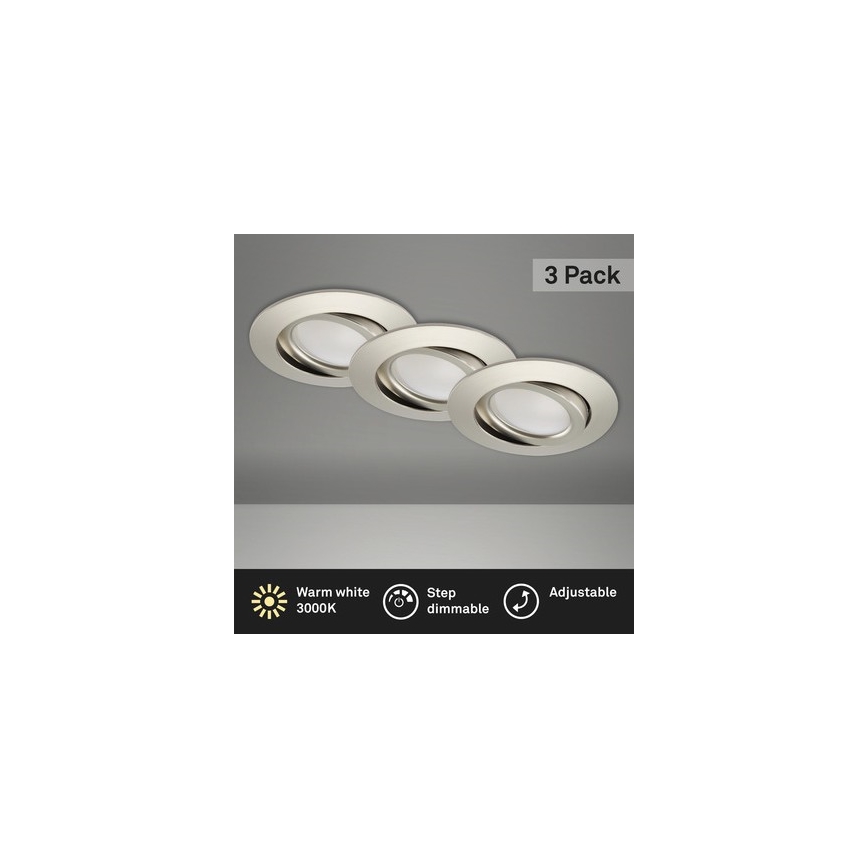 Brilo - ΣΕΤ 3x LED Dimmable χωνευτό φωτιστικό μπάνιου LED/5W/230V IP23 ματ χρώμιο