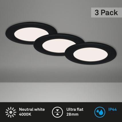 Brilo - ΣΕΤ 3x Κρεμαστό φωτιστικό οροφής μπάνιου LED FLAT LED/7W/230V IP44