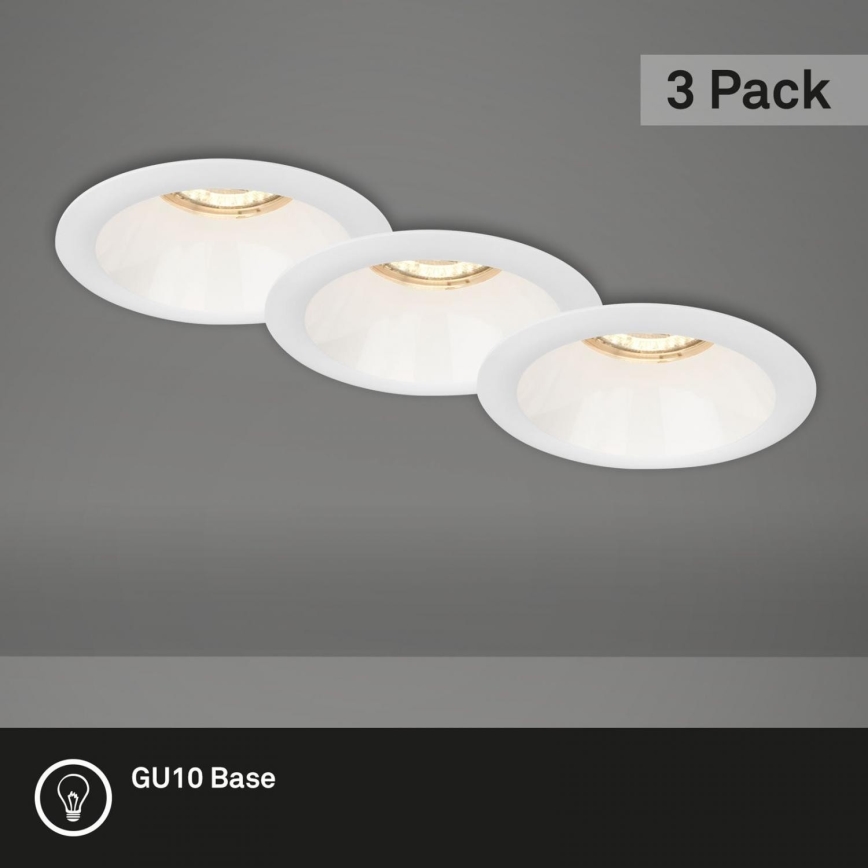 Brilo - ΣΕΤ 3x Χωνευτό φωτιστικό μπάνιου 1xGU10/9W/230V IP23 λευκό