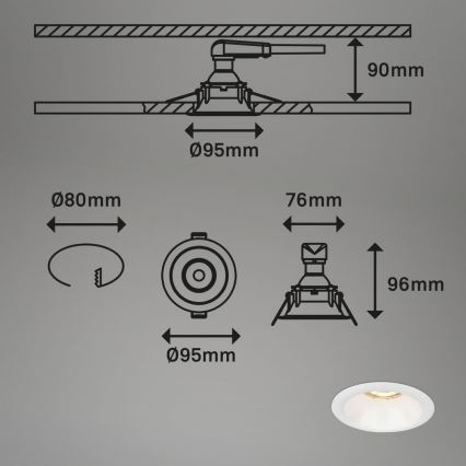 Brilo - ΣΕΤ 3x Χωνευτό φωτιστικό μπάνιου 1xGU10/9W/230V IP23 λευκό
