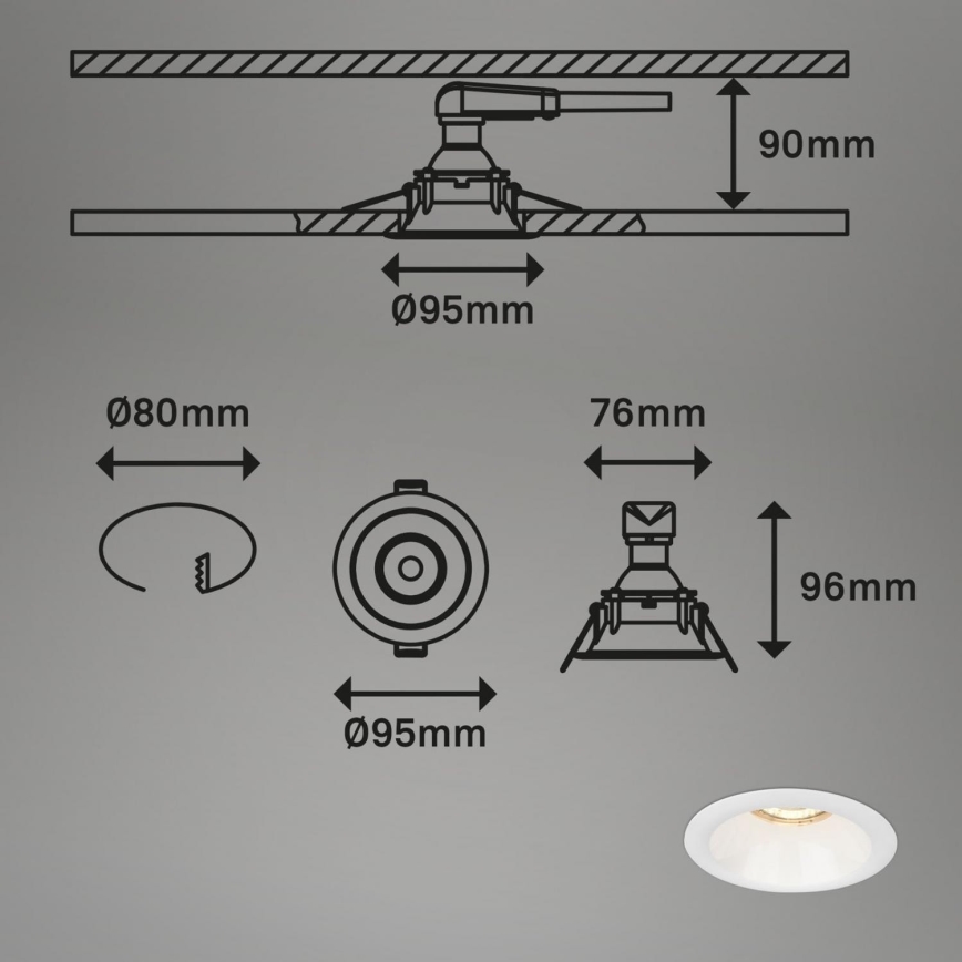 Brilo - ΣΕΤ 3x Χωνευτό φωτιστικό μπάνιου 1xGU10/9W/230V IP23 λευκό