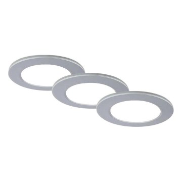 Brilo - ΣΕΤ 3x Χωνευτό Φωτιστικό μπάνιου LED LED/4W/230V IP44 3000/4000K ασημί
