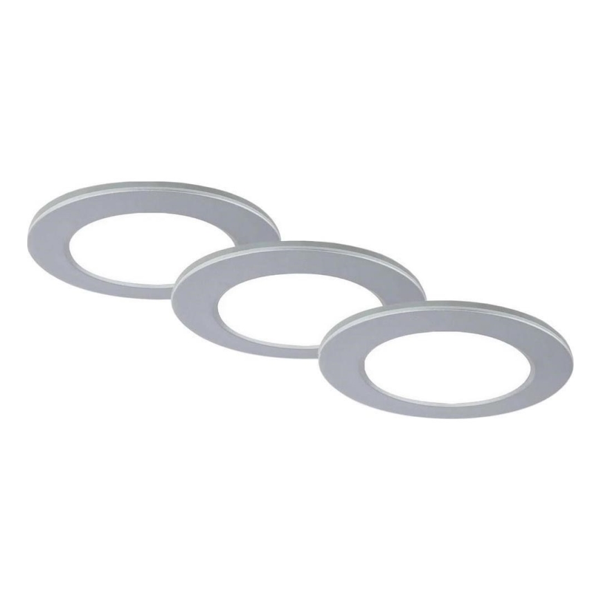 Brilo - ΣΕΤ 3x Χωνευτό Φωτιστικό μπάνιου LED LED/4W/230V IP44 3000/4000K ασημί