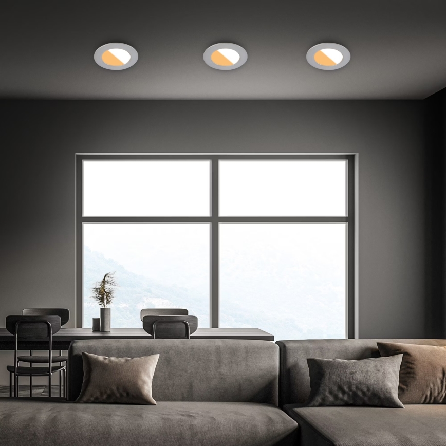 Brilo - ΣΕΤ 3x Χωνευτό Φωτιστικό μπάνιου LED LED/4W/230V IP44 3000/4000K ασημί