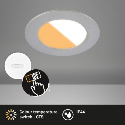 Brilo - ΣΕΤ 3x Χωνευτό Φωτιστικό μπάνιου LED LED/4W/230V IP44 3000/4000K ασημί