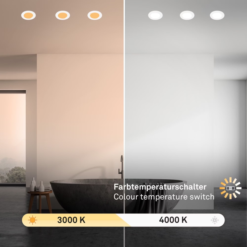 Brilo - ΣΕΤ 3x Χωνευτό Φωτιστικό μπάνιου LED LED/4W/230V IP44 3000/4000K λευκό