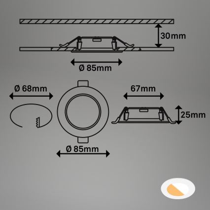 Brilo - ΣΕΤ 3x Χωνευτό Φωτιστικό μπάνιου LED LED/4W/230V IP44 3000/4000K λευκό