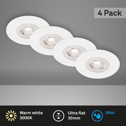 Brilo - ΣΕΤ 4x Κρεμαστό φωτιστικό οροφής μπάνιου LED LED/4,9W/230V IP44 λευκό