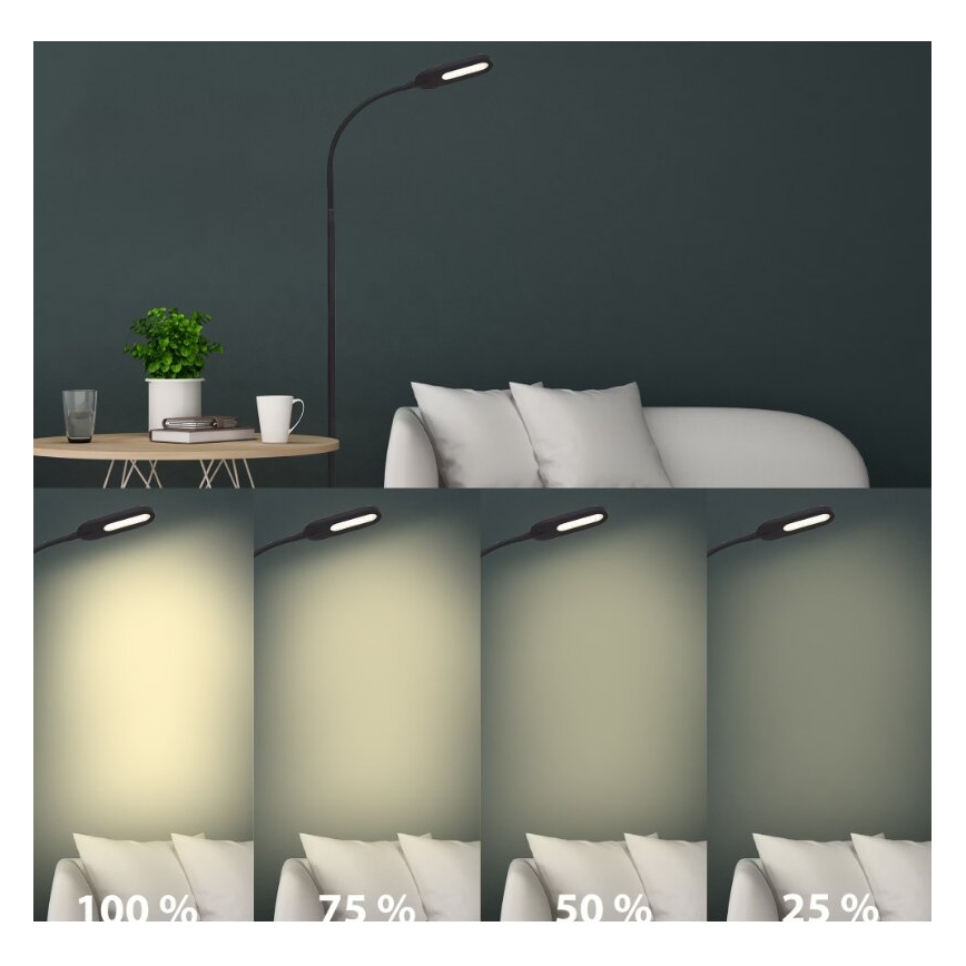Briloner 1297-015 - LED Dimming εύκαμπτη επιδαπέδια λάμπα LED/6,6W/230V 3000K/4000K/6000K