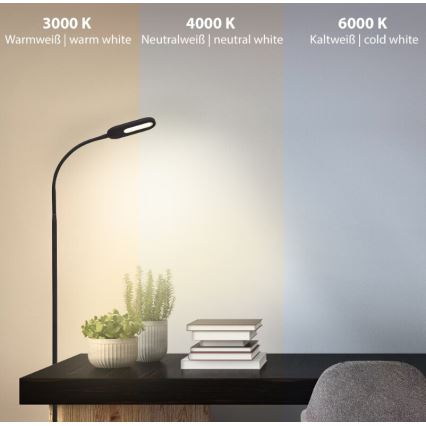 Briloner 1297-015 - LED ευέλικτο επιδαπέδιο φωτιστικό με ρύθμιση φωτεινότητας LED/6,6W/230V 3000K/4000K/6000K