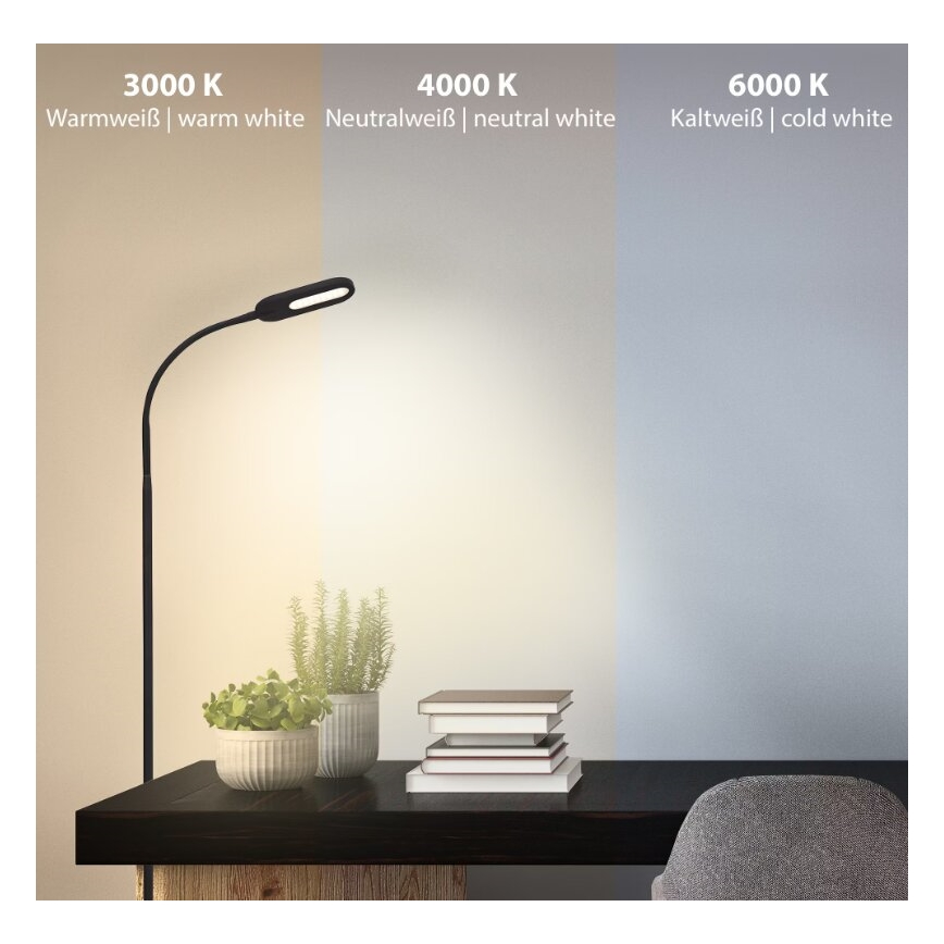 Briloner 1297-015 - LED ευέλικτο επιδαπέδιο φωτιστικό με ρύθμιση φωτεινότητας LED/6,6W/230V 3000K/4000K/6000K