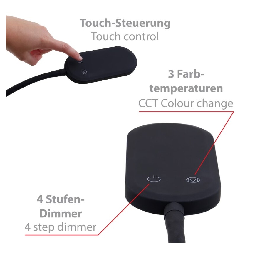 Briloner 1297-015 - LED ευέλικτο επιδαπέδιο φωτιστικό με ρύθμιση φωτεινότητας LED/6,6W/230V 3000K/4000K/6000K