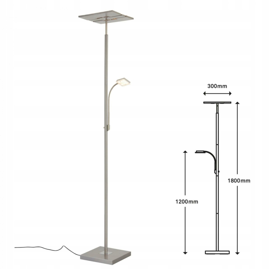 Briloner 1328-022 - Ρυθμιζόμενο επιδαπέδιο φωτιστικό LED/21W/230V + LED/3,5W ματ χρώμιο