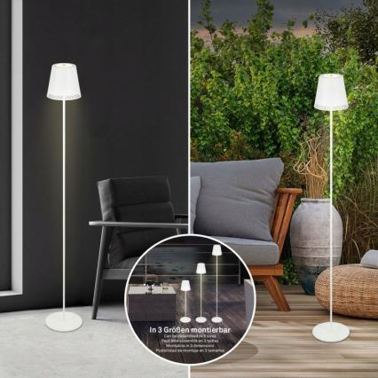 Briloner 1438016 - LED Dimming αφής επιδαπέδιο φωτιστικό 3σε1 LED/3,5W/5V IP44 3000K 38-130 cm λευκό