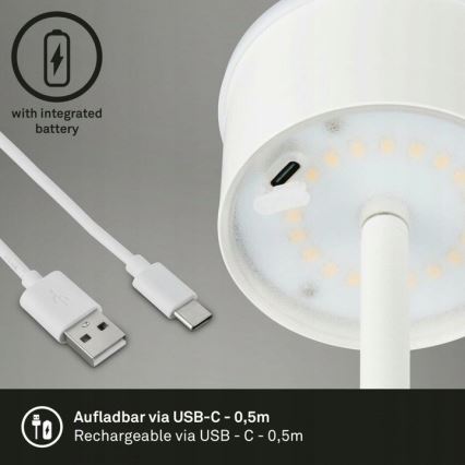 Briloner 1438016 - LED Dimming αφής επιδαπέδιο φωτιστικό 3σε1 LED/3,5W/5V IP44 3000K 38-130 cm λευκό
