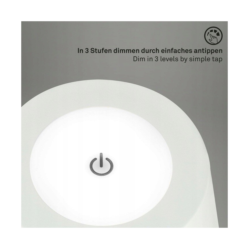 Briloner 1438016 - LED Dimming αφής επιδαπέδιο φωτιστικό 3σε1 LED/3,5W/5V IP44 3000K 38-130 cm λευκό