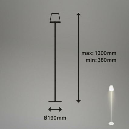 Briloner 1438016 - LED Dimming αφής επιδαπέδιο φωτιστικό 3σε1 LED/3,5W/5V IP44 3000K 38-130 cm λευκό