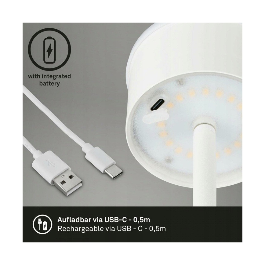 Briloner 1438016 - LED Dimming αφής επιδαπέδιο φωτιστικό 3σε1 LED/3,5W/5V IP44 3000K 38-130 cm λευκό