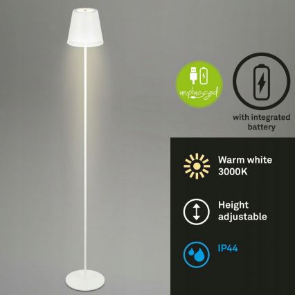 Briloner 1438016 - LED Dimming αφής επιδαπέδιο φωτιστικό 3σε1 LED/3,5W/5V IP44 3000K 38-130 cm λευκό