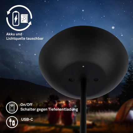 Briloner 1500015 - Ρυθμιζόμενο επιδαπέδιο φωτιστικό LED ESTATE LED/8W/5V 4000 mAh μαύρο