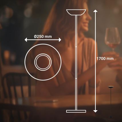 Briloner 1500015 - Ρυθμιζόμενο επιδαπέδιο φωτιστικό LED ESTATE LED/8W/5V 4000 mAh μαύρο