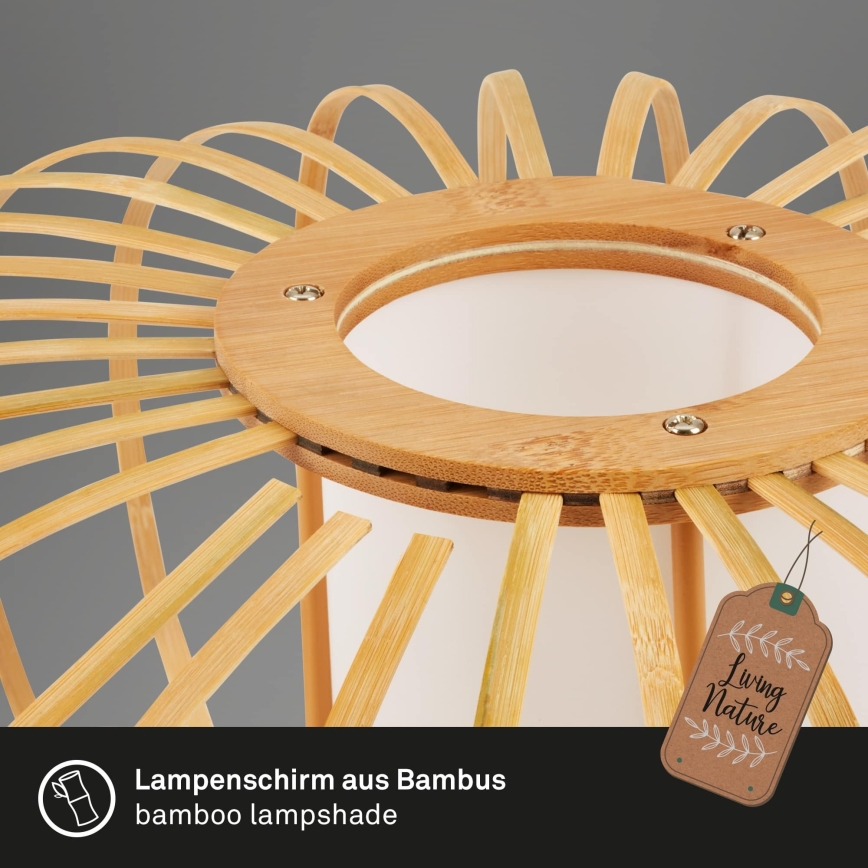 Briloner 1759011 - Επιδαπέδιο φωτιστικό 1xE27/10W/230V μπαμπού/μαύρο